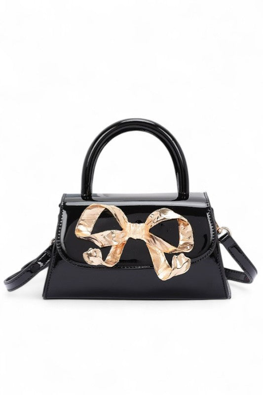 Women's Faux Leather Metal Bow Top Handle Bag | Zarnesh