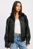 Women’s Faux Leather Shearling Collar Jacket | Zarnesh