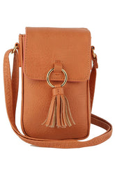Women’s Faux Leather Tassel Ring Flap Tassel Crossbody | Zarnesh
