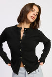 Women’s Fitted Button-Up Cardigan Ruffled Collar Sweater | Zarnesh