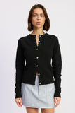 Women’s Fitted Button-Up Cardigan Ruffled Collar Sweater | Zarnesh