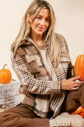 Women’s Flannel Plaid Double Flap Pocket Jackets | Zarnesh