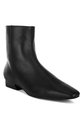 Women's Flared Heel Genuine Leather Snip Toe Boots | Zarnesh