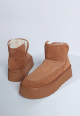 Women's Fleece-Lined Suede Chunky Platform Ankle Boots | Zarnesh