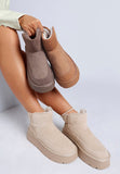 Women's Fleece-Lined Suede Chunky Platform Ankle Boots | Zarnesh