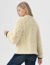 Women’s Fleece Textured Pullover Half Zip Up Sweater | Zarnesh