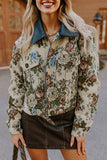 Women’s Floral Contrast Print Zip Up Tapestry Collared Jacket | Zarnesh