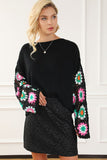 Women’s Floral Crochet Bell Sleeve Loose Pullover Sweater | Zarnesh