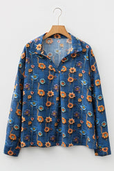 Women’s Floral Patchwork Collar V-Neck Long Sleeve Blouse | Zarnesh