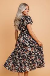 Women’s Floral Pleated Tiered V-Neck Maxi Dress | Zarnesh