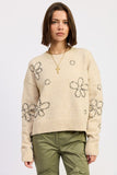 Women’s Floral Stitch Knit Pullover Whipstitch Flower Sweater | Zarnesh