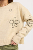 Women’s Floral Stitch Knit Pullover Whipstitch Flower Sweater | Zarnesh