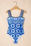 Women’s Floral Tile RicRac Wide Straps One Piece Swimsuit | Zarnesh