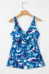 Women’s Floral Tropical Leaf Padded V-Neck Tankini Top | Zarnesh