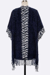 Women's Fringe Cozy Knitted Cardigan Kimono Wrap | Zarnesh
