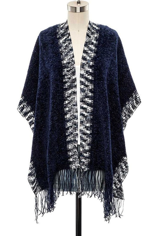 Women's Fringe Cozy Knitted Cardigan Kimono Wrap | Zarnesh