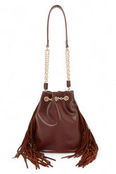 Women's Fringed Accent Boho Bucket Bag | Zarnesh