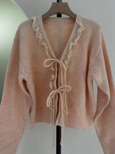 Women’s Front Tie Dropped Shoulder Ruffled Trim Cardigan | Zarnesh