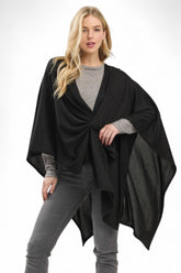Women's Front Tie Knitted Shawl Wrap Poncho | Zarnesh