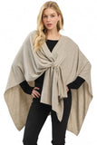 Women's Front Tie Knitted Shawl Wrap Poncho | Zarnesh