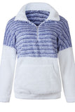 Women’s Fuzzy Sherpa Half Zip Pocket Strip Outwear | Zarnesh