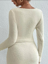 Women’s Fuzzy Wrap Top Long Sleeve Knit Sweater Tie Waist | Zarnesh