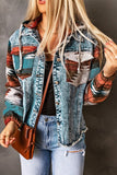 Women's Geometric Vintage Frayed Hem Denim Jacket | Zarnesh