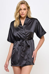 Women’s Getting Ready Satin Kimono Robe with Belt | Zarnesh
