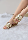 Women's Gia Slip On Metallic Square Toe Flat Sandals | Zarnesh