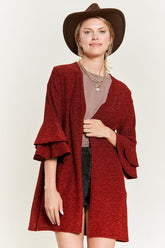 Women's Glitter Bell Sleeve Open Front Kimono Cardigan | Zarnesh