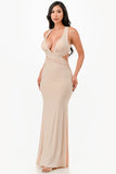 Women's Glitter Strappy Back Evening Gown Dress | Zarnesh