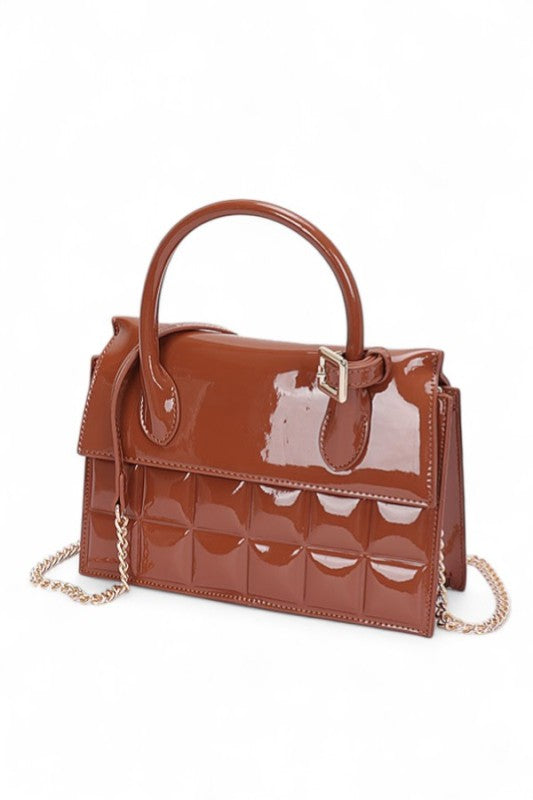 Women's Glossy Faux Leather Embossed Top Handle Swing Bag | Zarnesh