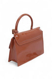 Women's Glossy Faux Leather Embossed Top Handle Swing Bag | Zarnesh