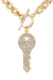 Women’s Pave Crystals Key Pendant Necklace Set | Zarnesh