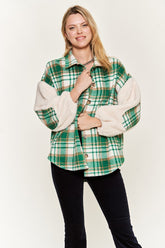 Women’s Plus Multi Plaid Wool Jacket Teddy Fur Sleeves | Zarnesh