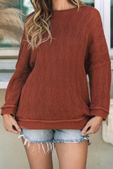 Women's Hayden Textured Crew Neck Loose Sweater | Zarnesh