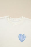 Women’s Heart Embroidered Gingham Crewneck Sweater | Zarnesh