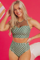 Women’s High-Waisted Bikini Set with Dotted Mesh | Zarnesh