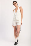 Women’s High Waisted Pleated Halter Vest Shorts Set | Zarnesh