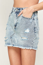 Women’s High Waist Distressed Denim Mini Skirt | Zarnesh