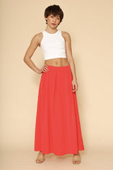 Women’s High Waist Pleated Long A-Line Maxi Skirt | Zarnesh