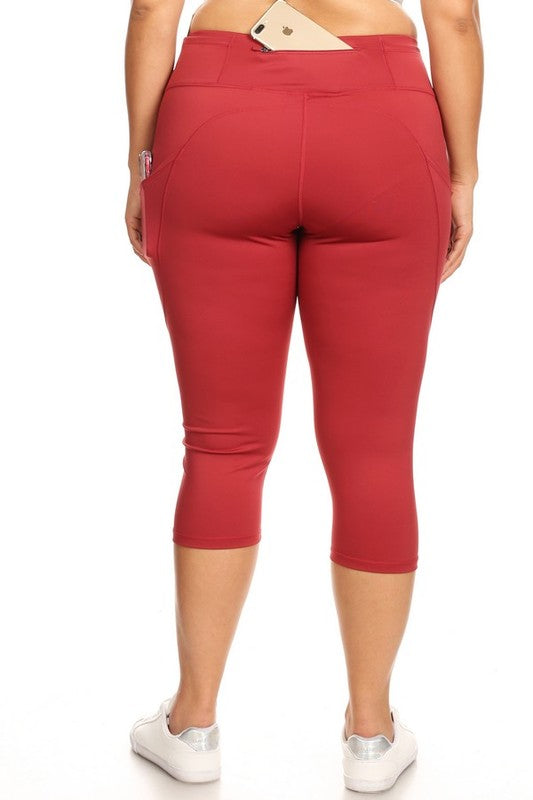 Women High Waist Tech Pocket Workout Capri Leggings | Zarnesh