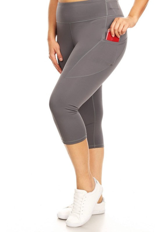 Women High Waist Tech Pocket Workout Capri Leggings | Zarnesh