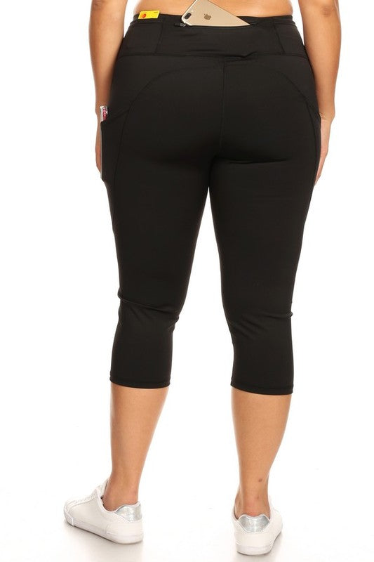 Women High Waist Tech Pocket Workout Capri Leggings | Zarnesh