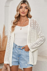 Women's Hollow Out Crochet Knit Open Front Cardigan | Zarnesh