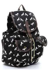 Women’s Horse Printed Canvas Backpack | Zarnesh