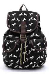 Women’s Horse Printed Canvas Backpack | Zarnesh