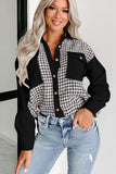 Women’s Houndstooth Patchwork Button Down Flap Pocket Jackets | Zarnesh