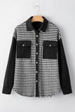 Women’s Houndstooth Patchwork Button Down Flap Pocket Jackets | Zarnesh