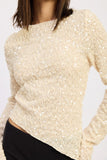 Women’s Sequin Asymmetrical Long Sleeve Top | Zarnesh